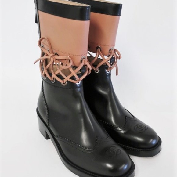 CHANEL Shoes - Chanel 16K Runway Lace Up Wingtip CC Boots